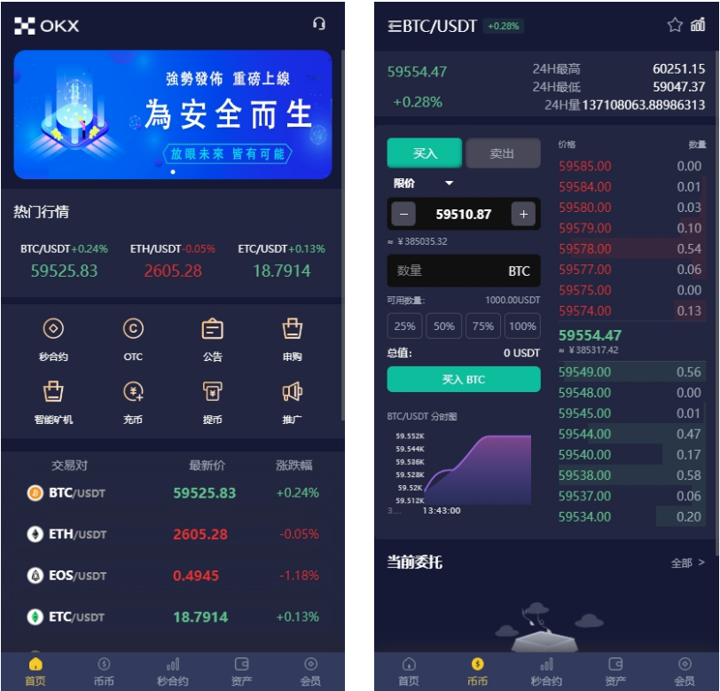 多语言仿OKX交易所/DAPP秒合约交易所/质押申购-长江源码网_精品源码网