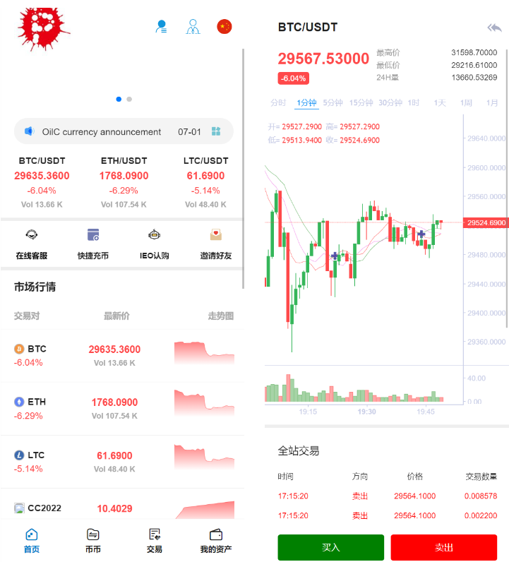 多语言交易所系统源码/游客登录试玩/币币秒合约交易所/区块链交易系统-长江源码网_精品源码网