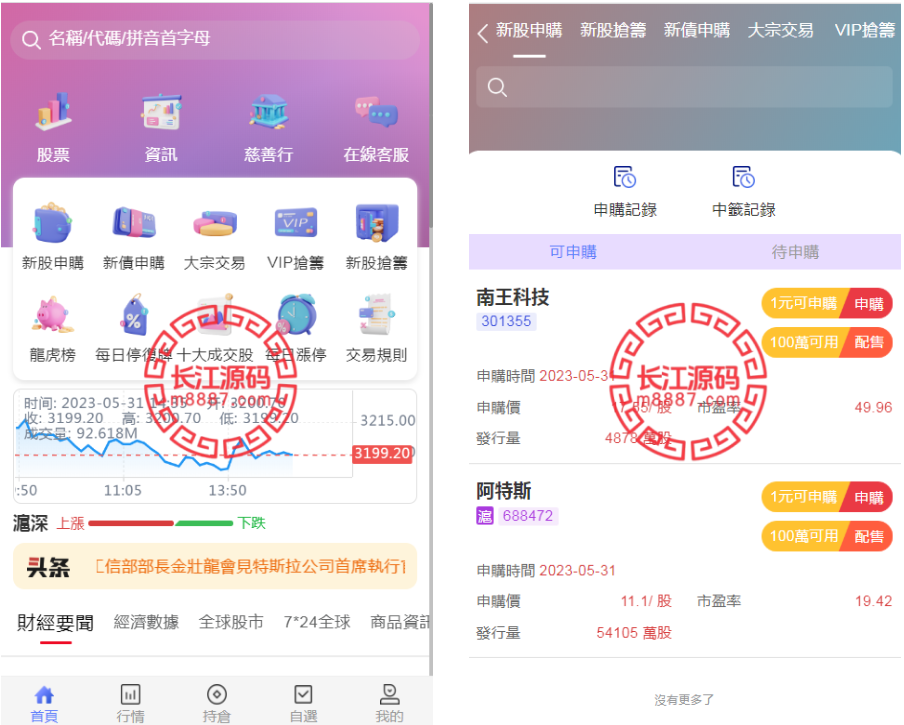 香港股票源码/大宗交易源码/新股申购/vue全开源带搭建教程_长江源码网-精品源码网
