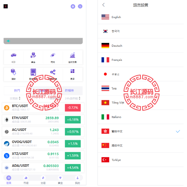 11国语言交易所源码/ico/理财/挖矿/借贷/认购/期权/AI机器人/盘口机器人/交易机器人_长江源码网-精品源码网