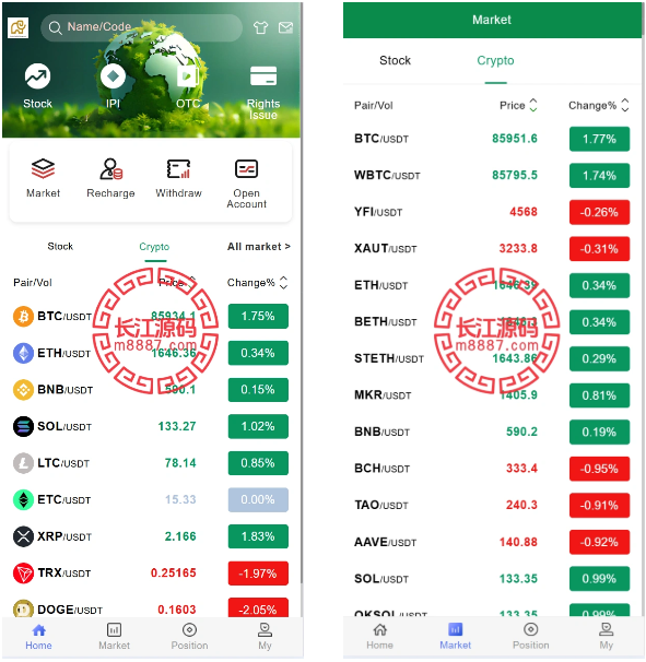 多语言综合交易所股票源码/合约/otc-长江源码网-精品源码网