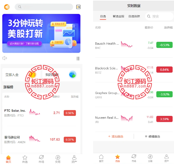 海外多语言股票系统源码/A股/美股/智选金股/控制价格/内置客服-长江源码网-精品源码网