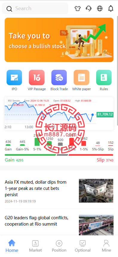 多语言海外股票系统/股票交易策略/IPO/大宗/印度股票-长江源码网-精品源码网
