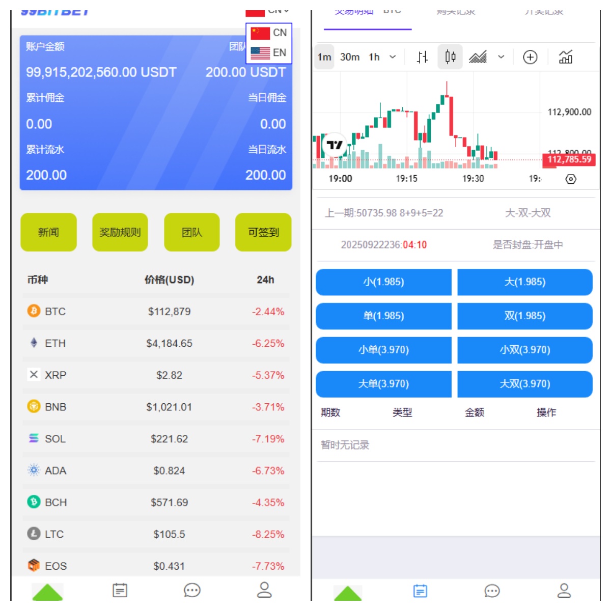 多语言虚拟币竞猜系统源码/虚拟币大小单双竞猜下注/USDT充值-长江源码网-精品源码网